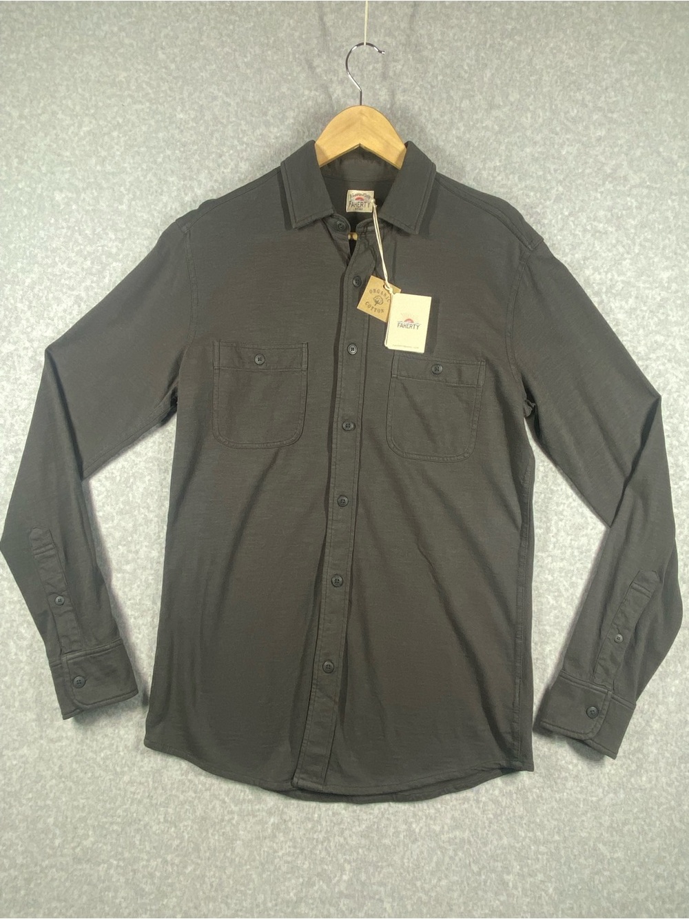 Faherty knit seasons shirt men’s size S black  long-sleeve organic cotton NWT